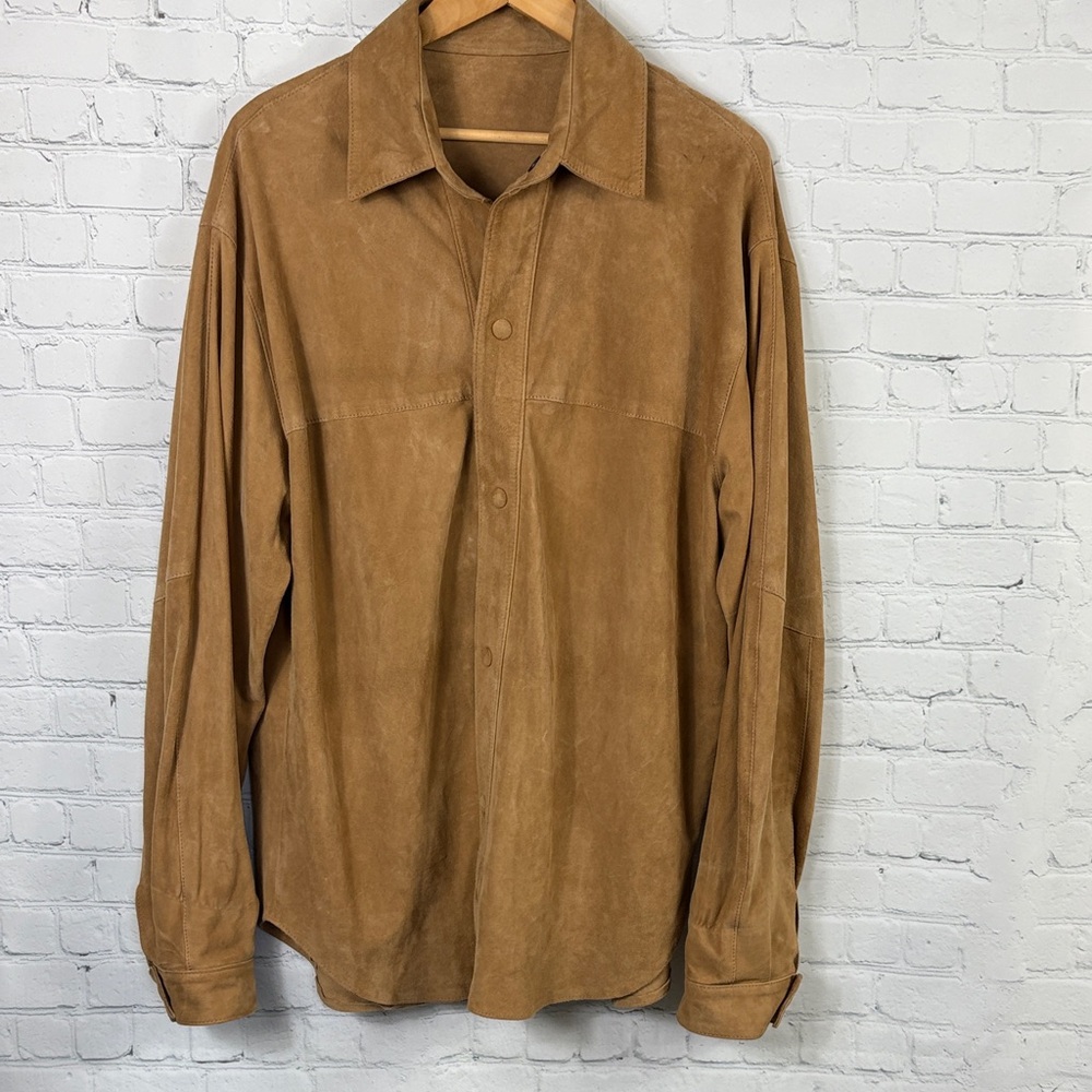 MEN'S Suede Snap Camel Overshirt Unbranded size 2X-3X